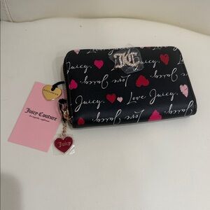 Juicy Couture Valentibe's Day❤️ Love Letter Black Wallet with Pink & Red Hearts